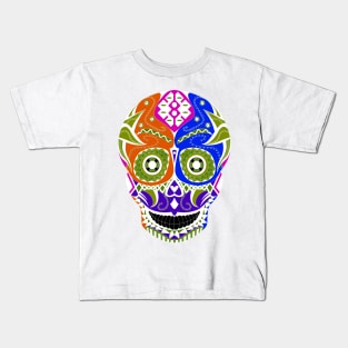 rainbow skull ecopop in floral candy catrina art Kids T-Shirt